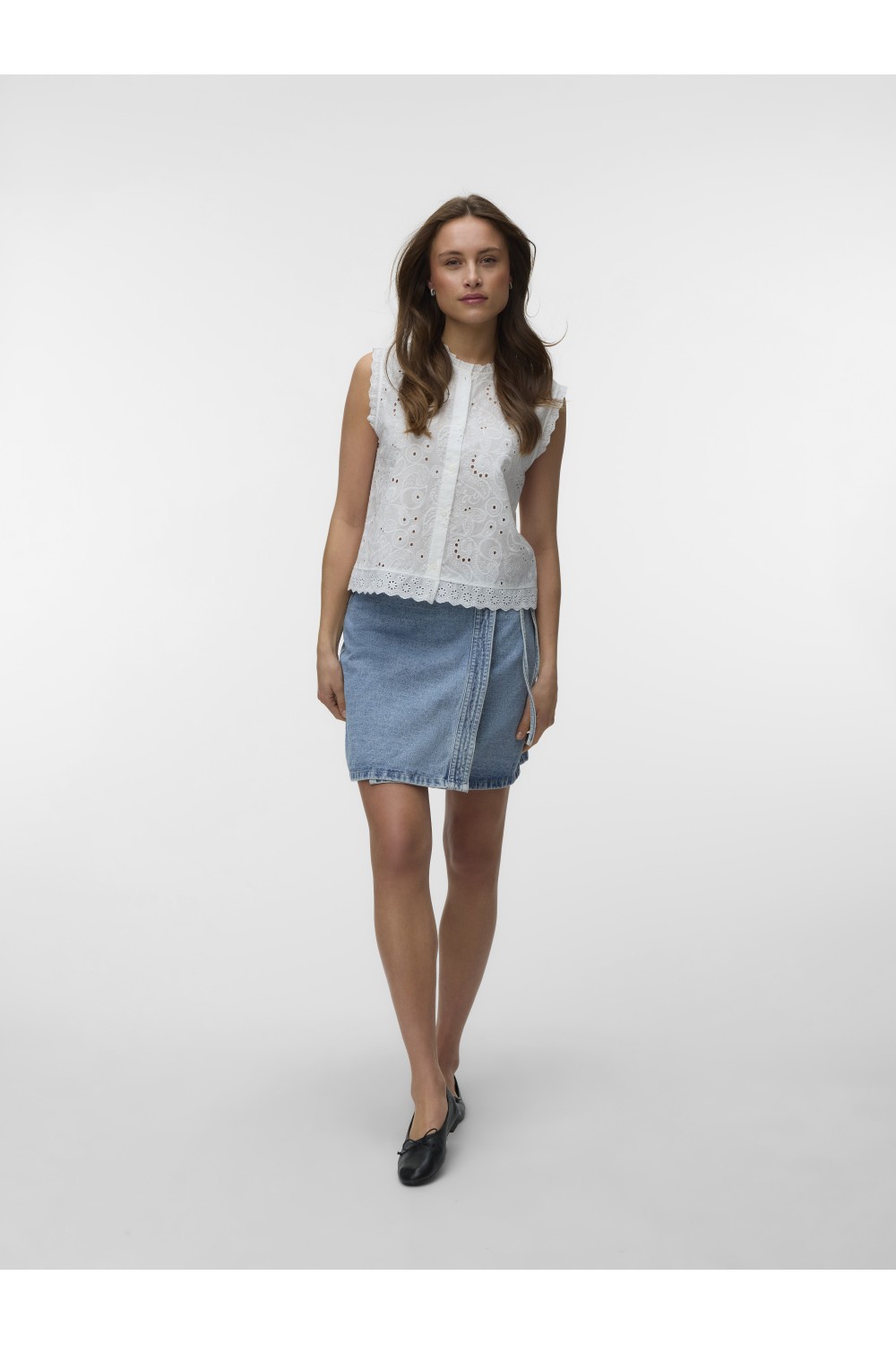 VERO MODA EMILY EMB SL TOP SNOW WHITE 10348164