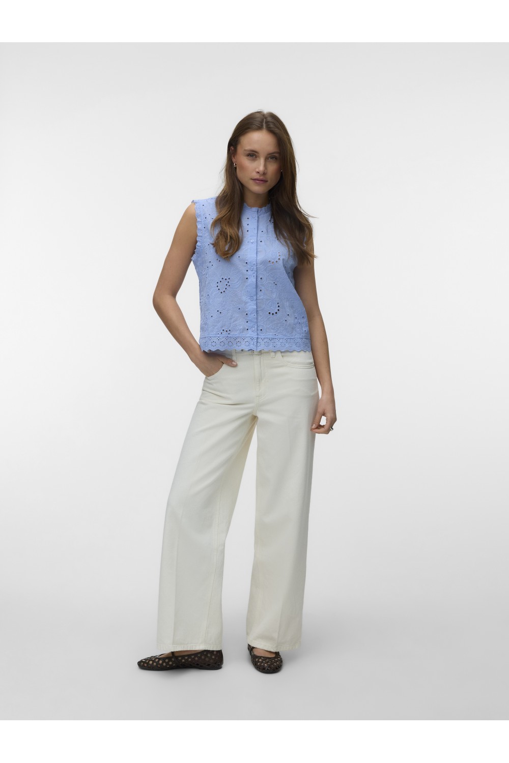 VERO MODA EMILY EMB SL TOP BRUNNERA BLUE 10348164