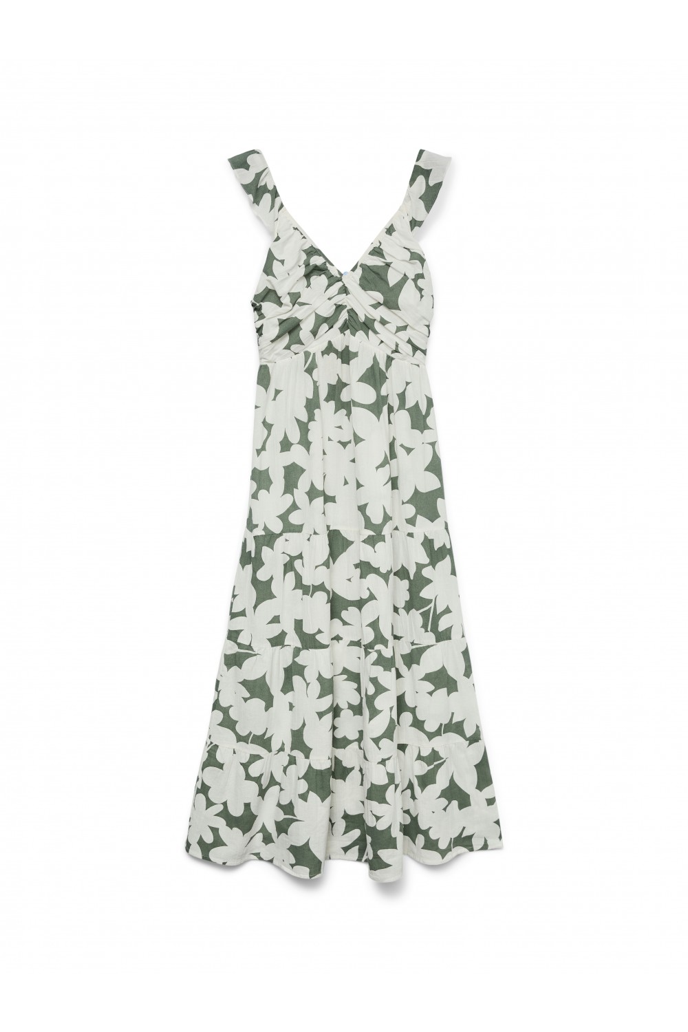 VERO MODA DICTHE SL FRILL ANKLE DRESS LAUREN WREATH-GREEN 10341603