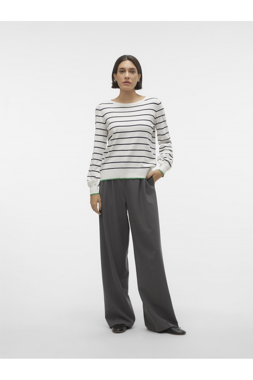 VERO MODA VMALMA LS O-NCK BUTTON BACK PULLOVER BOO CLEAR WHITE 10300059