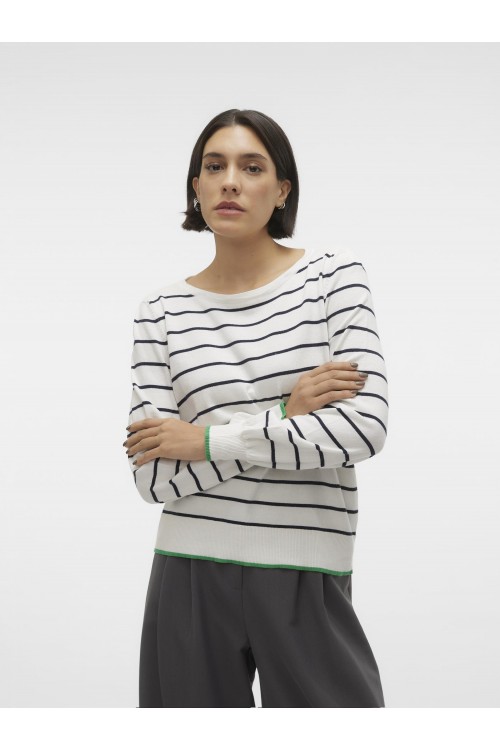 VERO MODA VMALMA LS O-NCK BUTTON BACK PULLOVER BOO CLEAR WHITE 10300059