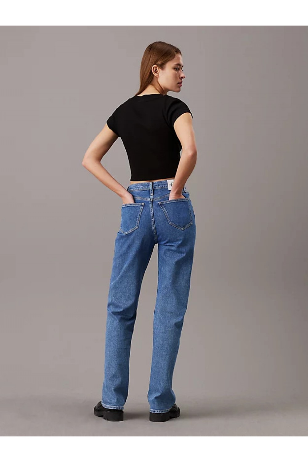 CALVIN KLEIN SLIM CROPPED RIBBED T-SHIRT BLACK J20J218337-BEH