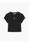CALVIN KLEIN SLIM CROPPED RIBBED T-SHIRT BLACK J20J218337-BEH