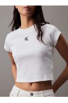 CALVIN KLEIN SLIM CROPPED RIBBED T-SHIRT WHITE J20J218337-YAF