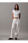 CALVIN KLEIN SLIM CROPPED RIBBED T-SHIRT WHITE J20J218337-YAF