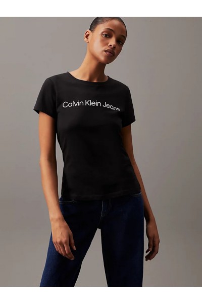 CALVIN KLEIN SLIM ORGANIC COTTON LOGO T-SHIRT BLACK J20J220253-BEH