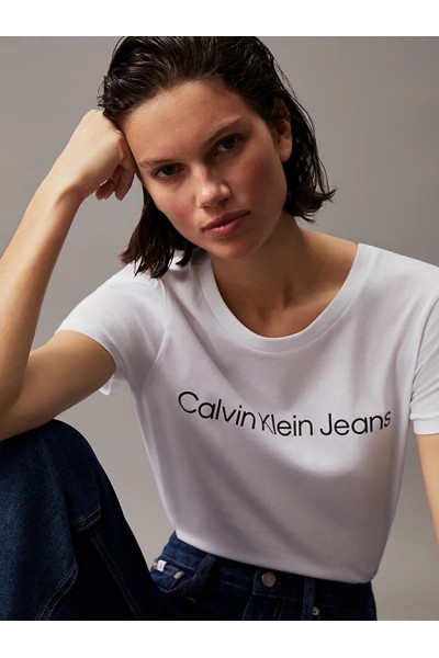 CALVIN KLEIN SLIM ORGANIC COTTON LOGO T-SHIRT WHITE J20J220253-YAF
