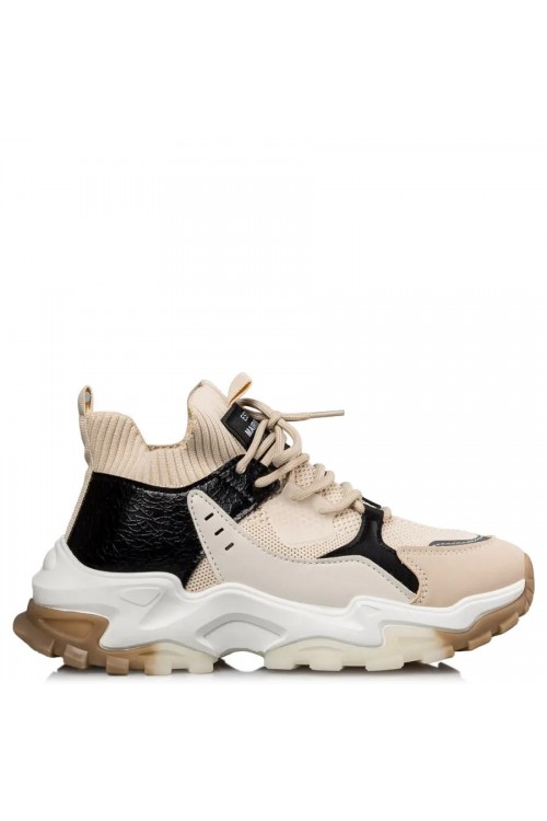 MAIRIBOO FOR ENVIE SHOES I'M IN SOCK SNEAKER BEIGE-BLACK M74-23912