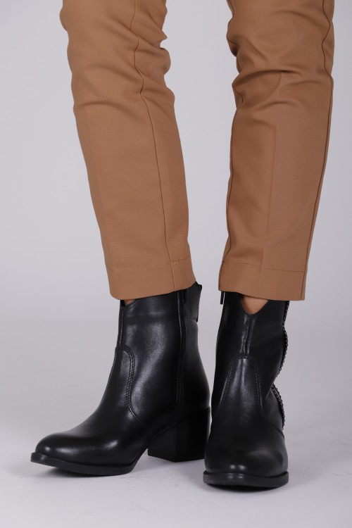 NIKOLAS WOMEN'S LEATHER COW BOOTS BLACK NL502