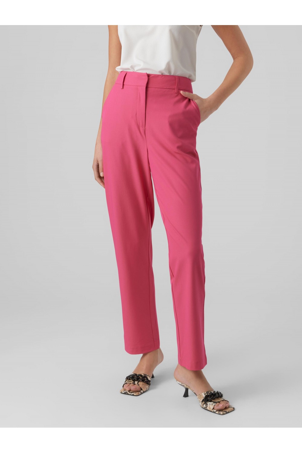 VERO MODA ZELDA H/W STRAIGHT PANTS PINK YARROW 10261257