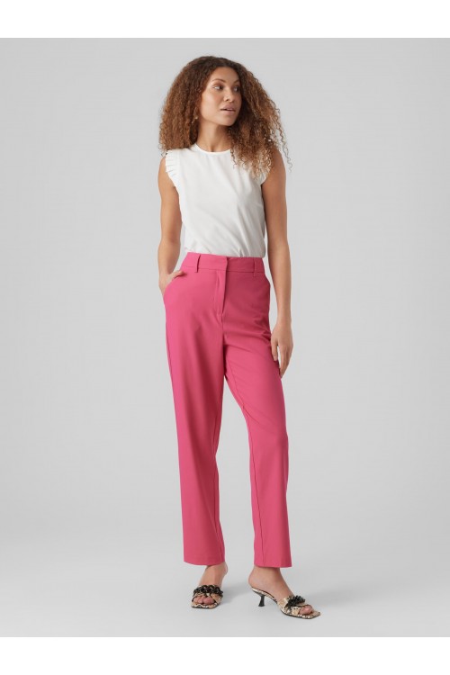 VERO MODA ZELDA H/W STRAIGHT PANTS PINK YARROW 10261257