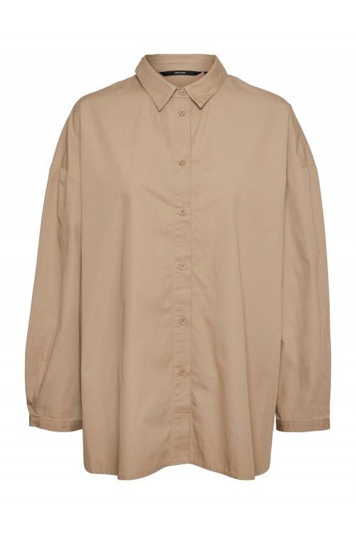 VERO MODA FIAFIKA LS OVERSIZED SHIRT SILVER MINK 10288488